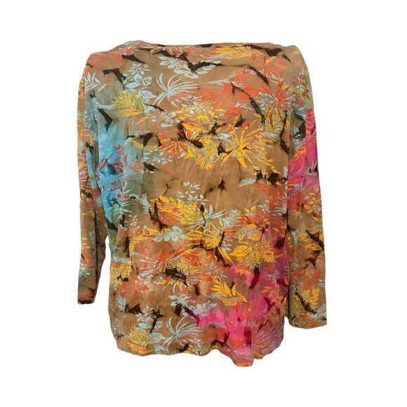 Chicos multicolored V-neck Pullover Top L/S Shirt Women Soft Pullover top, plus - Picture 5 of 9